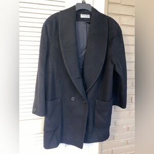Vintage Black Wool Button Coat